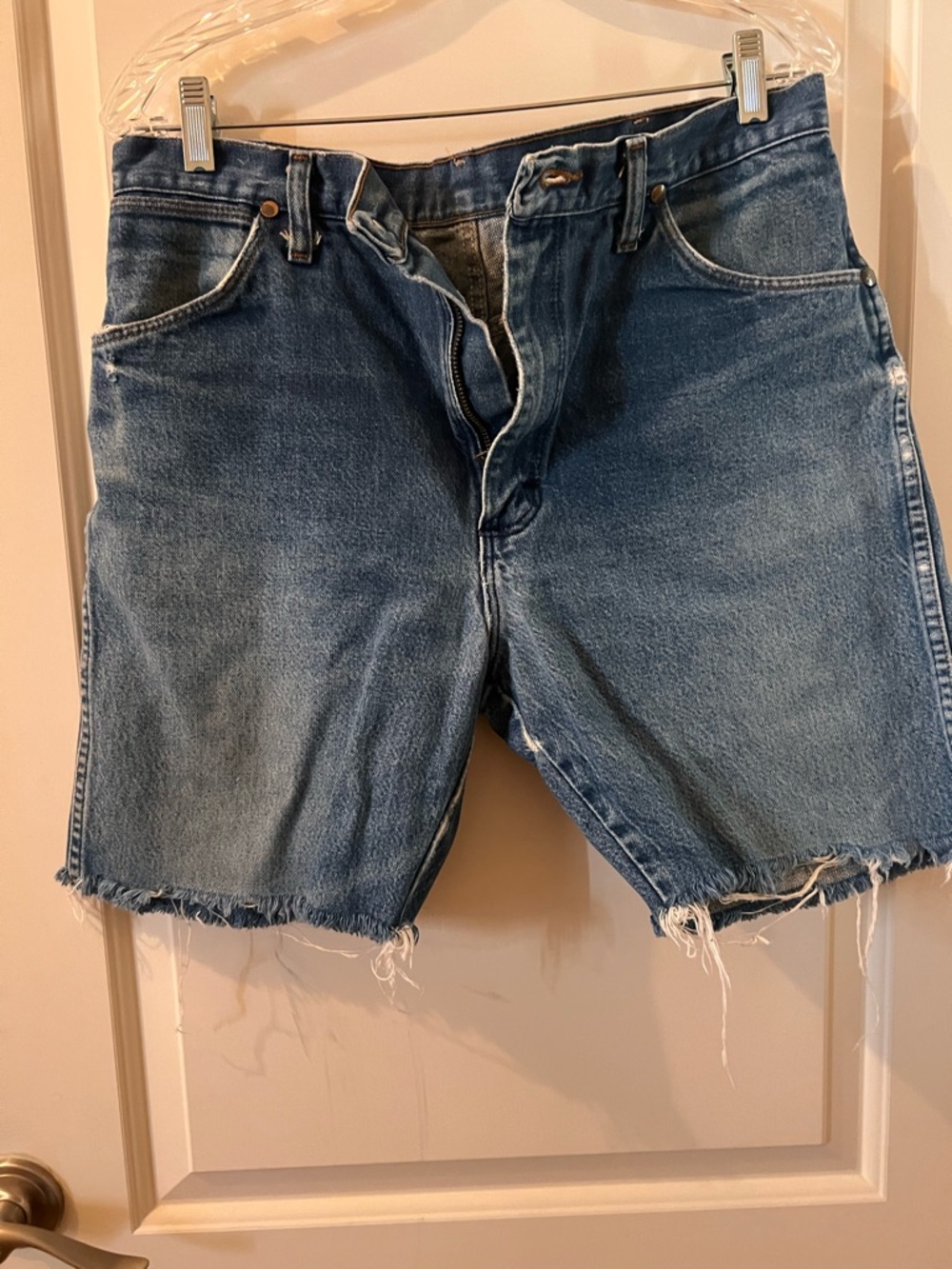 Wrangler Men's Blue Denim Cutoff Shorts with Raw Hem